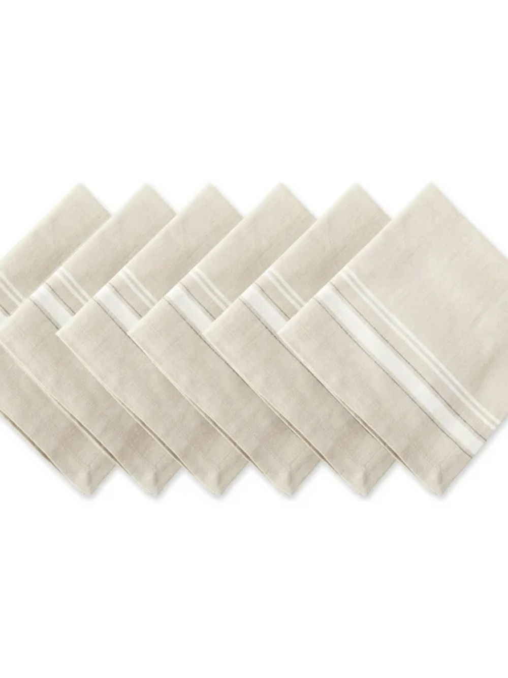 Set of 6 Beige Linen Stripe Napkins